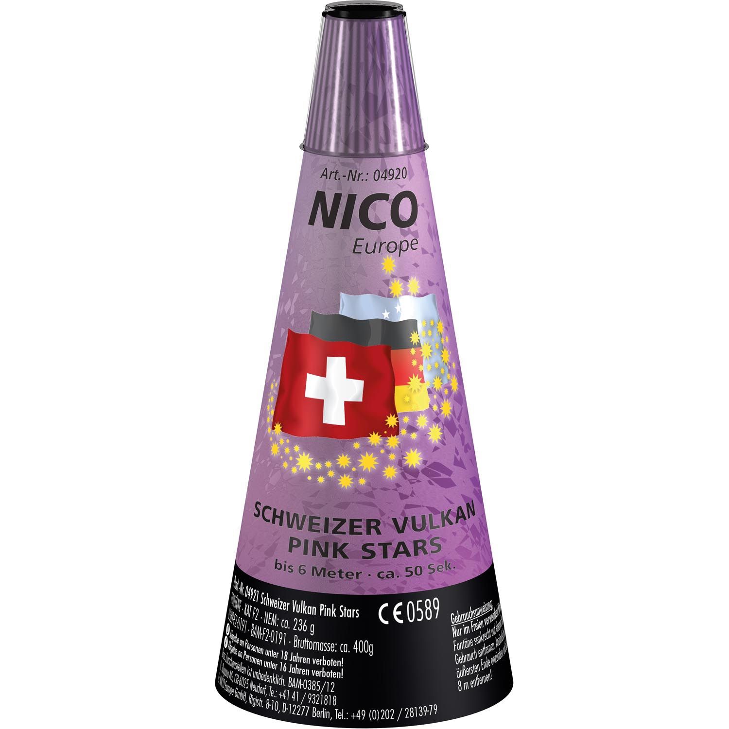 Nico Feuerwerk Schweizer Vulkan Pink Stars