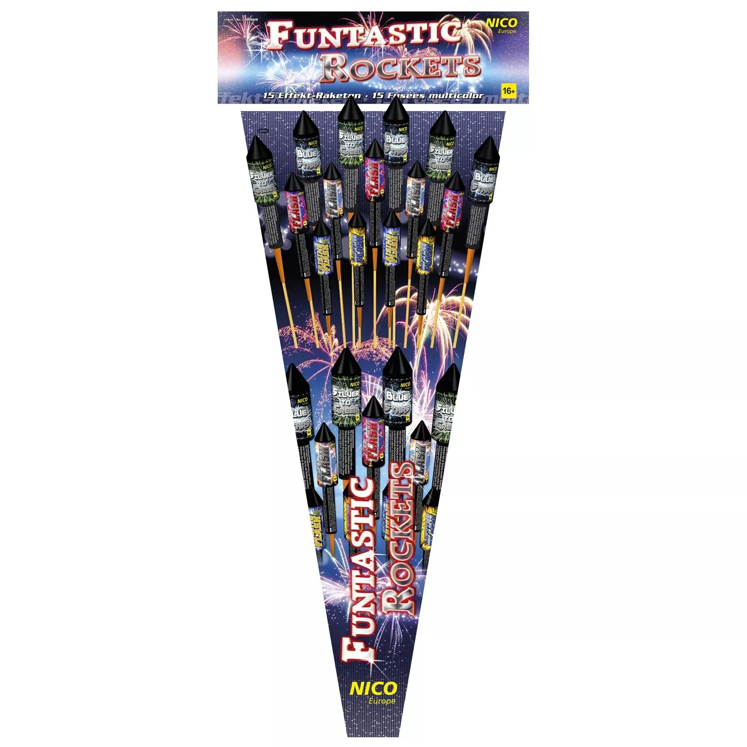 Nico Feuerwerk Funtastic Rockets, 15er-Rak.-Btl.