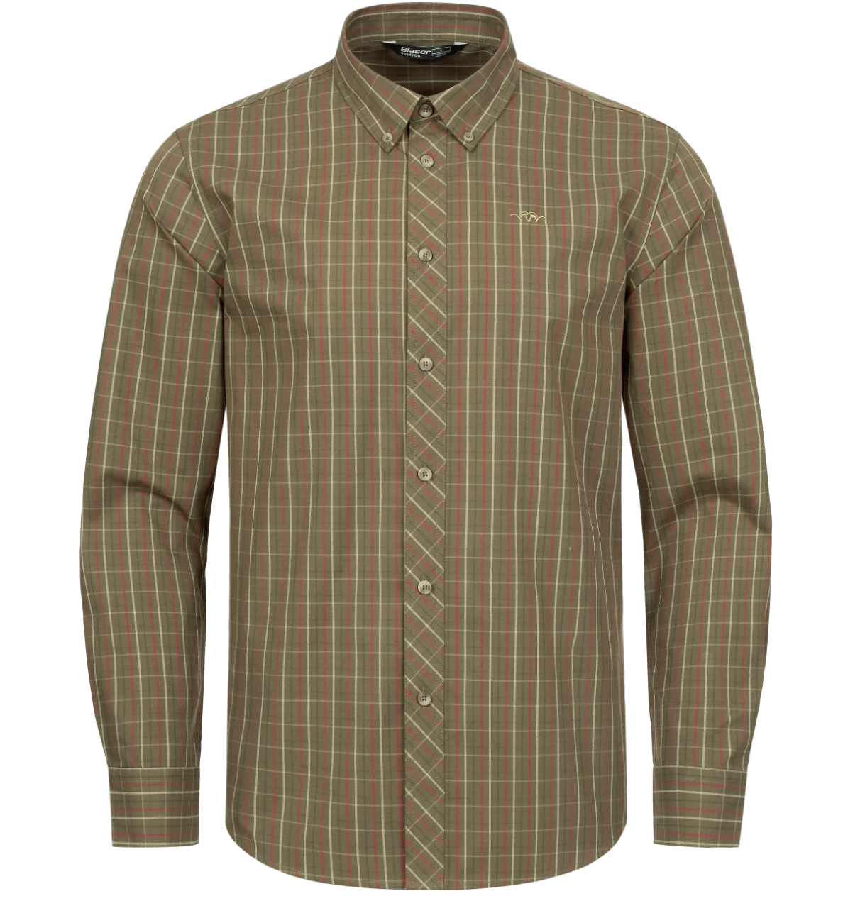 Blaser Herren Hemd Tristan 22 Dunkel Oliv/rot kariert 3XL