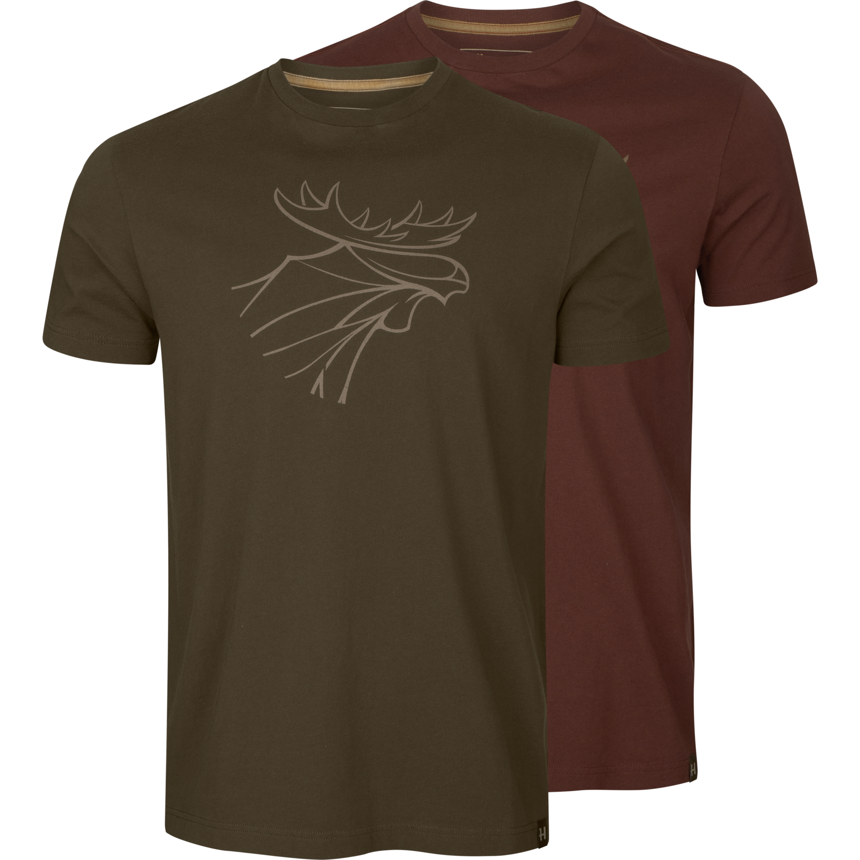 Härkila Graphic T-Shirt 2-Pack Willow Green/ Burgundy