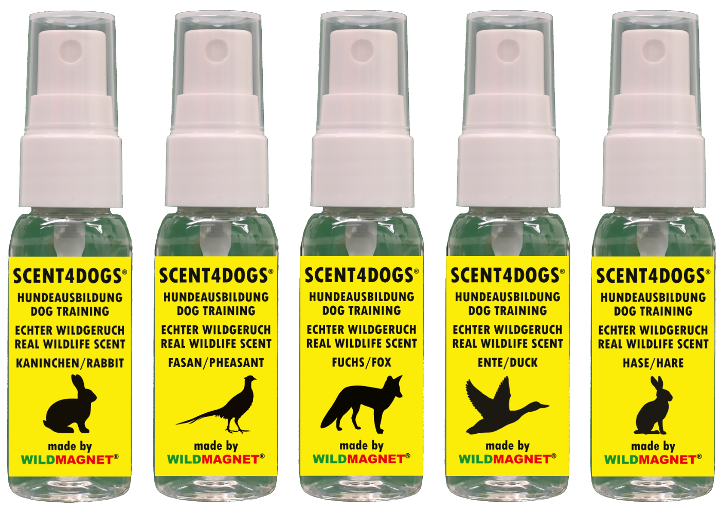 SCENT4DOGS® Wildgeruch 5er Set 5 × 30 ml ( von jeder Sorte )