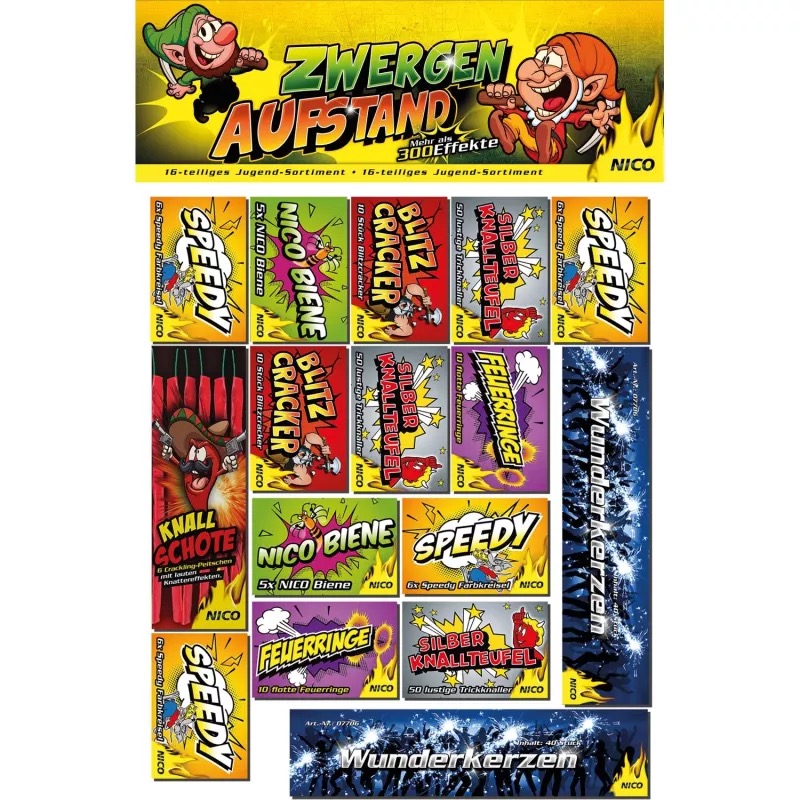 Nico Feuerwerk Zwergenaufstand 16 Schachteln sortiert
