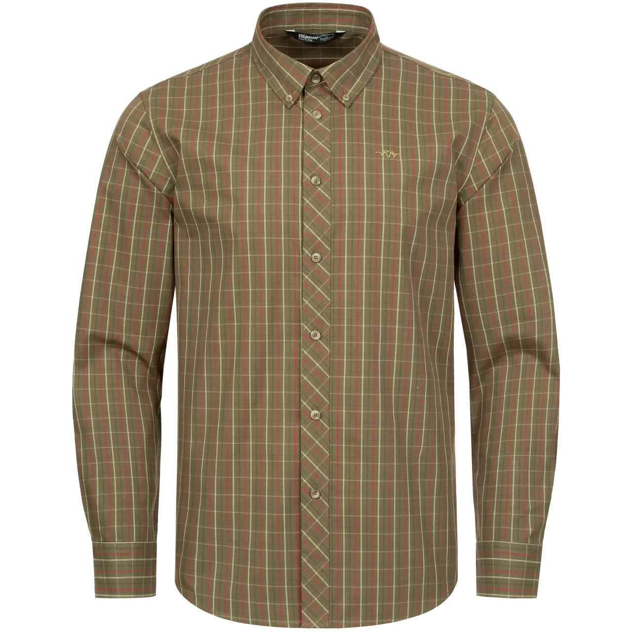 Blaser Herren Hemd Tristan 22 dunkel olive/rot kariert